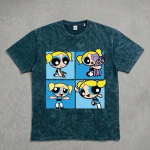 Bubble Pop Cartoon Washed Oversized T-Shirt Front View